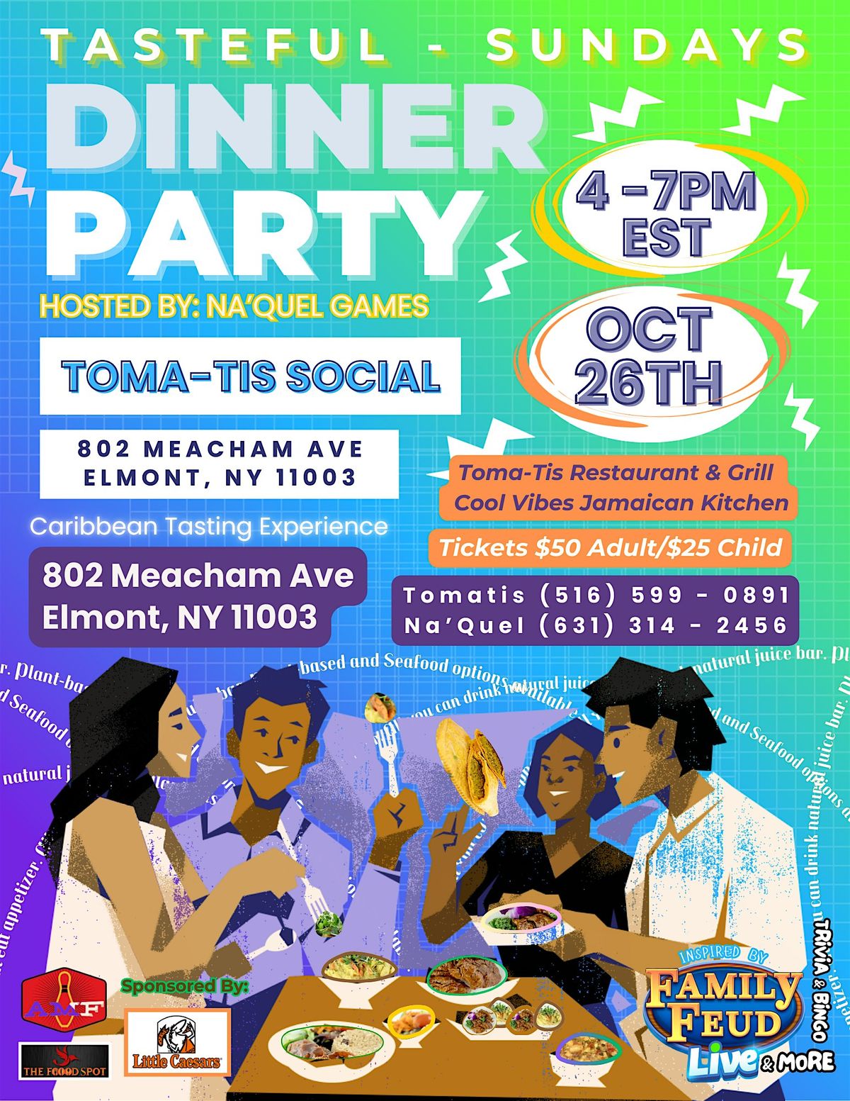 Tasteful Sunday Dinner Party, 26 October | Event in Elmont | AllEvents