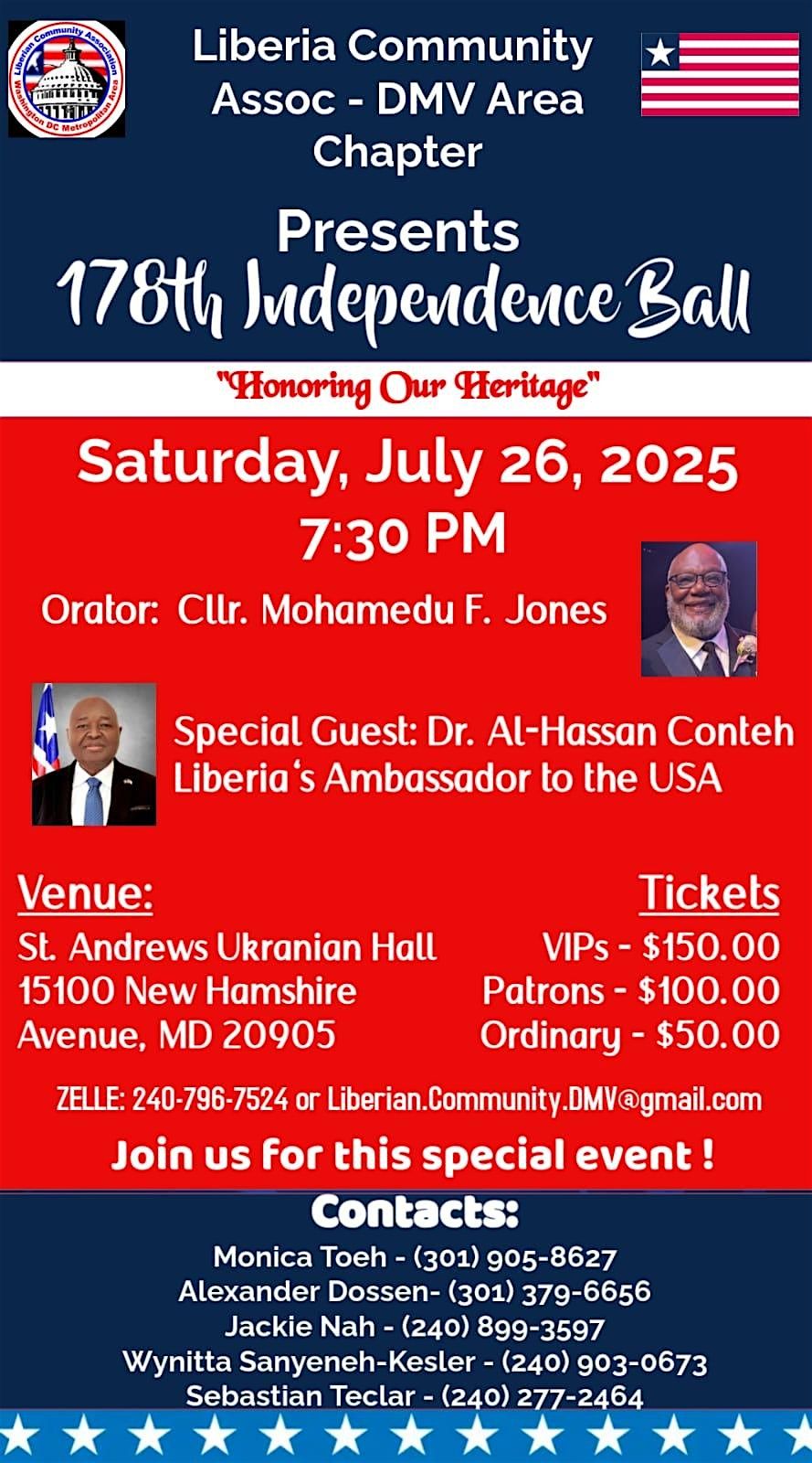 LIBERIA'S 178TH   INDEPENDENCE DAY BALL, 26 July | Event in Silver Spring | AllEvents
