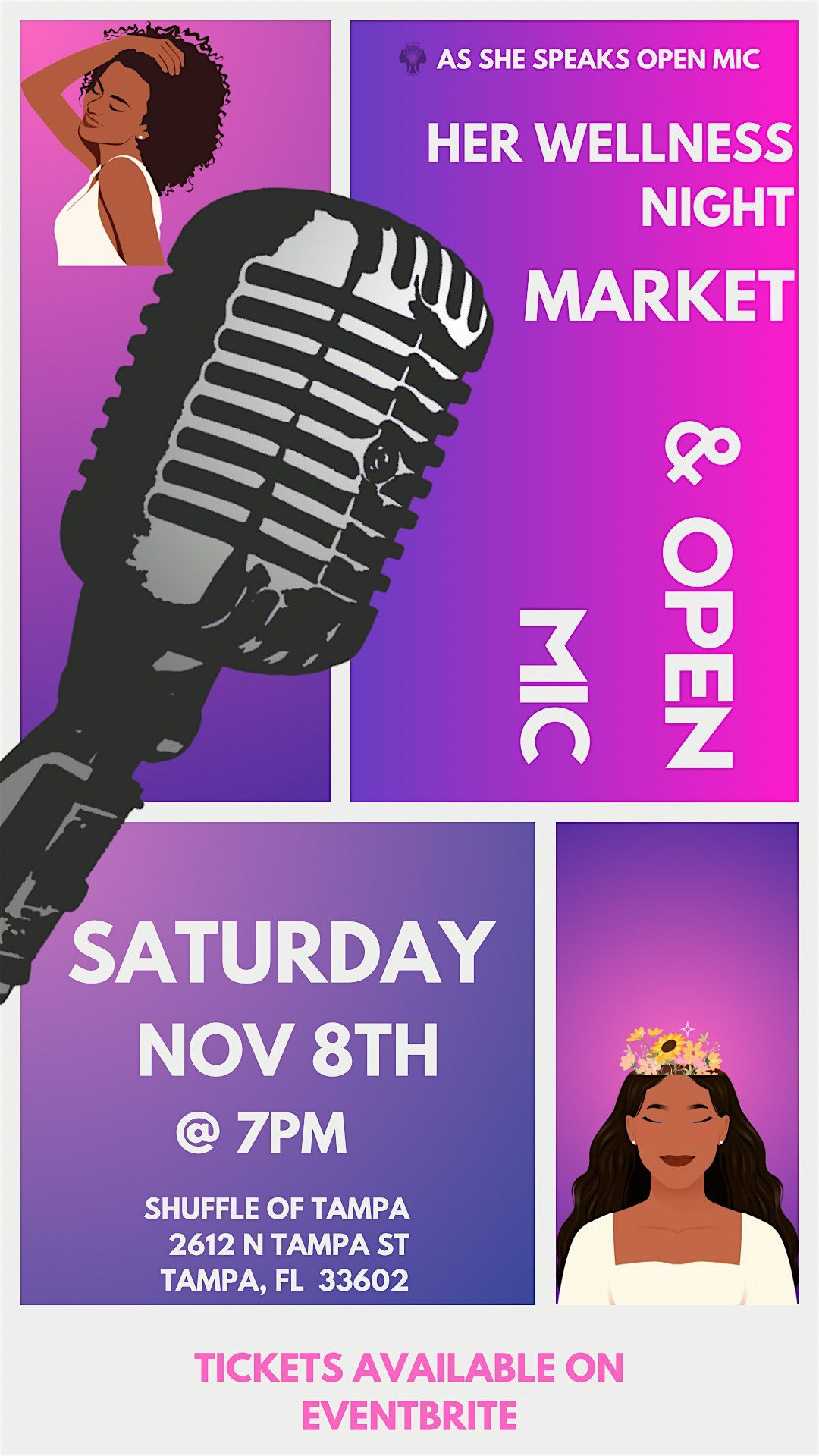 Her Wellness Market & Open Mic (As She Speaks Open Mic), 8 November | Event in Tampa | AllEvents