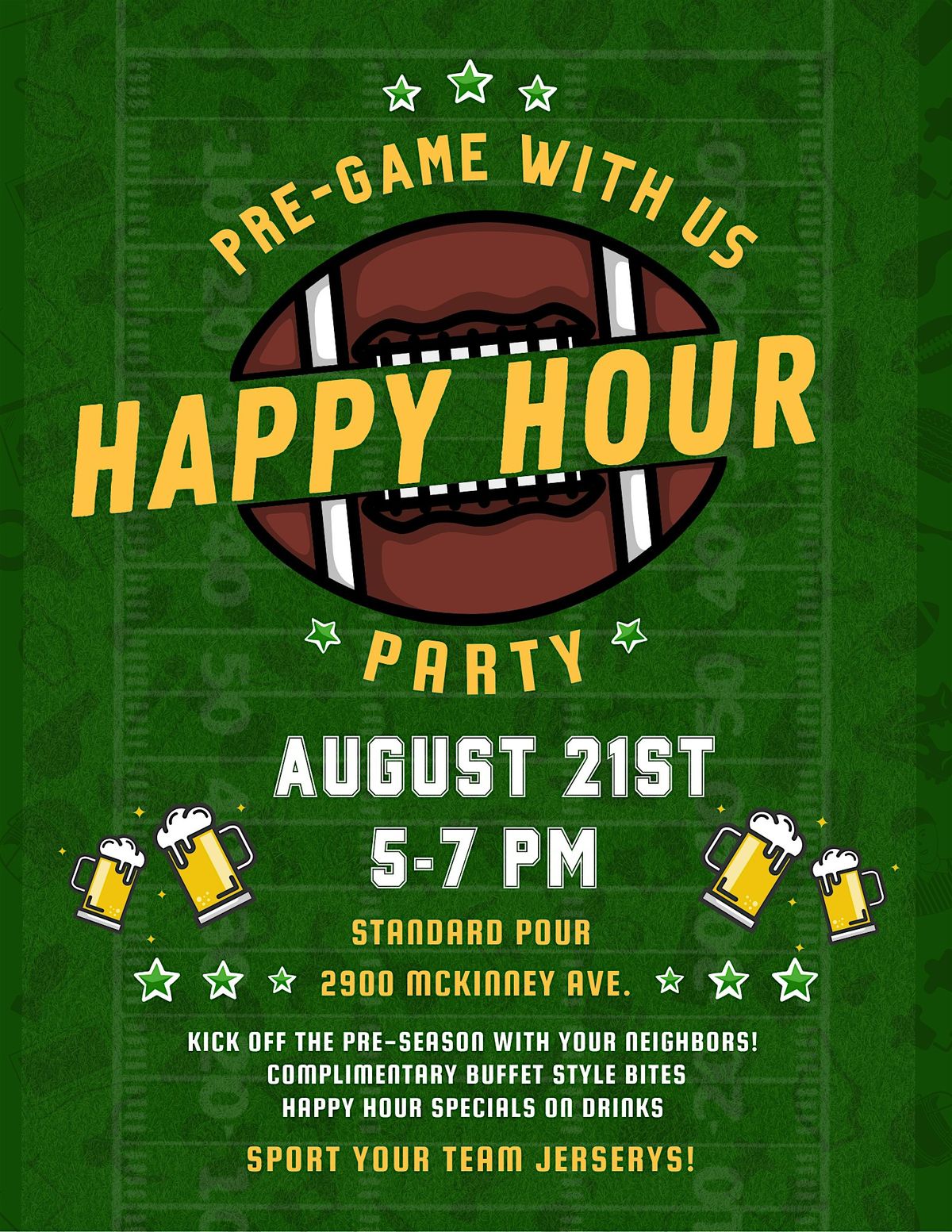 Pre-Season Kickoff Happy Hour - Standard Pour, 21 August | Event in Dallas | AllEvents