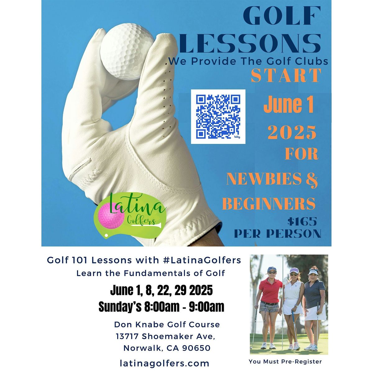 Latina Golfers Beginner  Golf Lessons Don Knabe Golf Center Sundays 8am, 1 June | Event in Norwalk | AllEvents