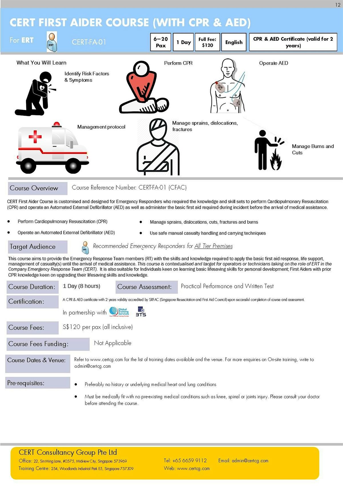 CERT First Aider Course (CFAC) Registration of Interest for Run 412, 3 November | Event in Singapore | AllEvents
