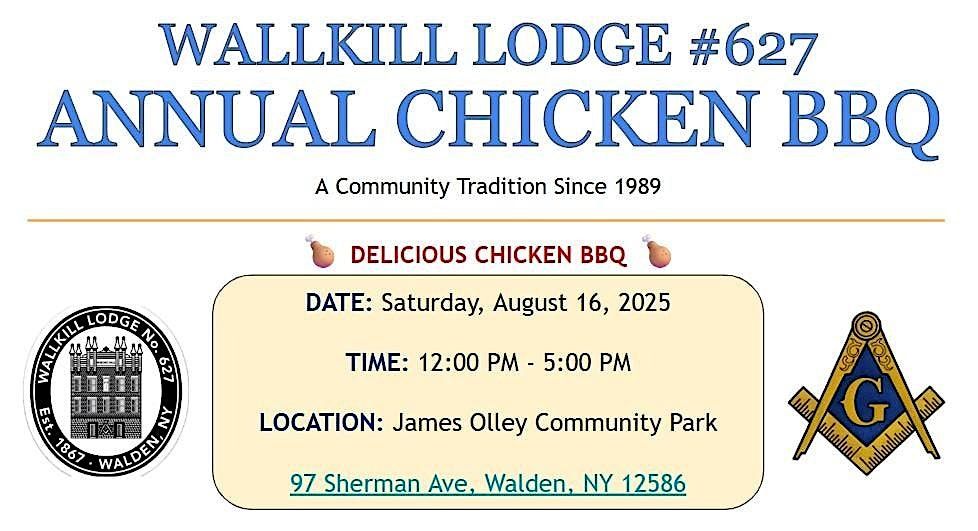 2025 Wallkill Lodge#627  Annual Chicken BBQ, 16 August | Event in Walden | AllEvents