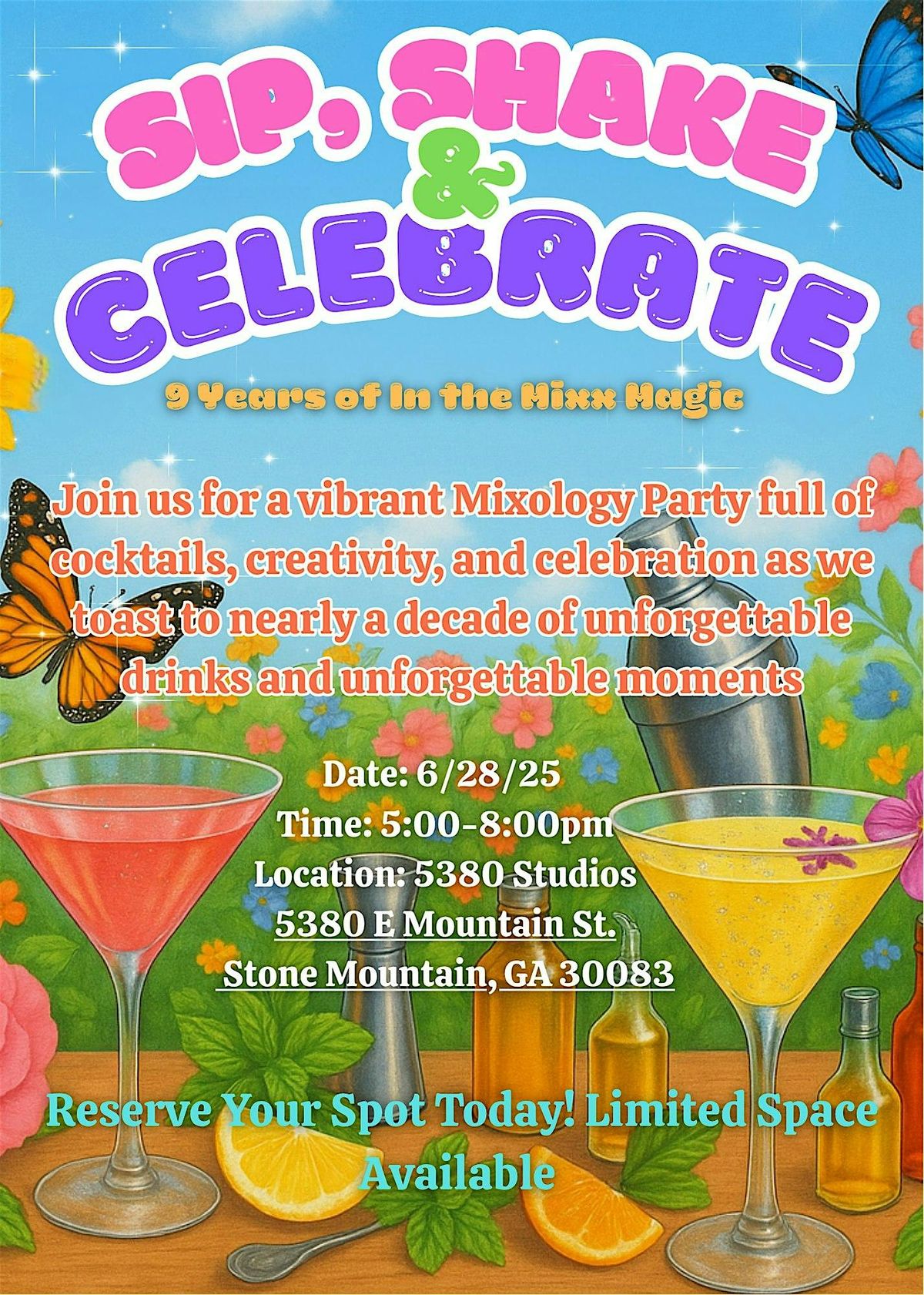 Sip, Shake, & Celebrate, 28 June | Event in Stone Mountain | AllEvents
