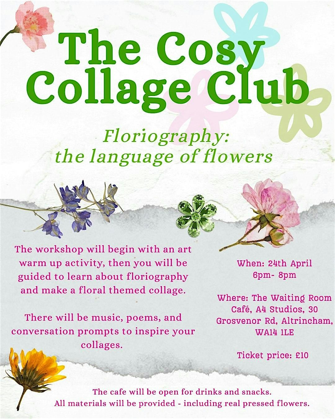 The Cosy Collage Club- Floriography: the language of flowers, 29 May | Event in Altrincham | AllEvents