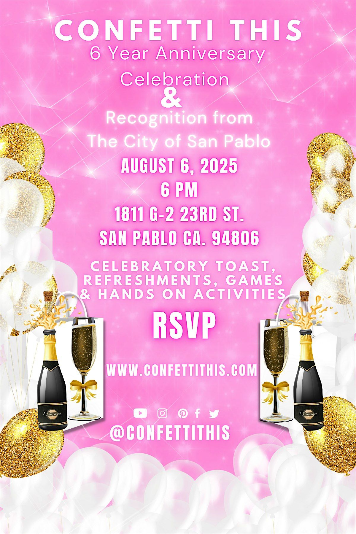 Confetti This  6 Year Anniversary & Recognition from the City of San Pablo, 6 August | Event in San Pablo
