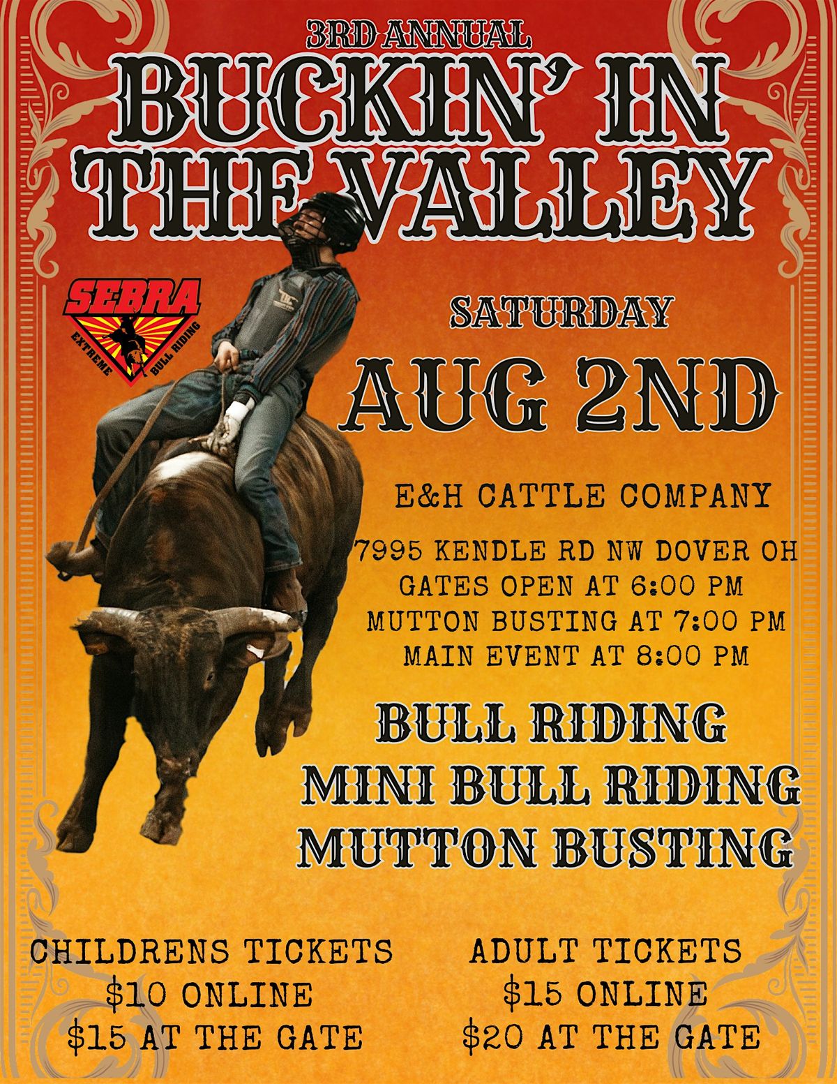 3rd Annual Buckin’ In The Valley Bull Riding, 2 August | Event in Dover | AllEvents