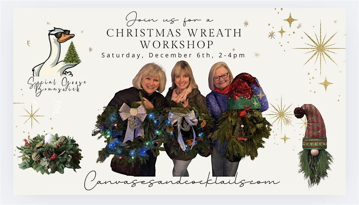 Canvases & Cocktails - Wreath Workshop, 6 December | Event in Brunswick | AllEvents