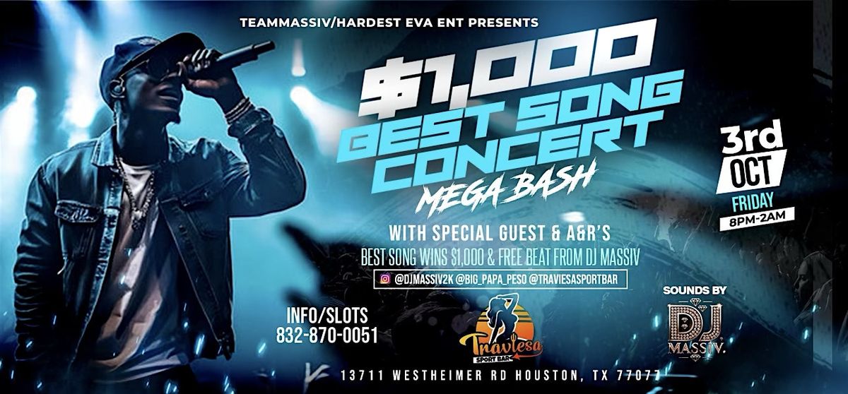 Friday Oct 3rd $1,000 Best Song Concert Mega Bash @ Club Traviesa, 3 October | Event in Houston | AllEvents