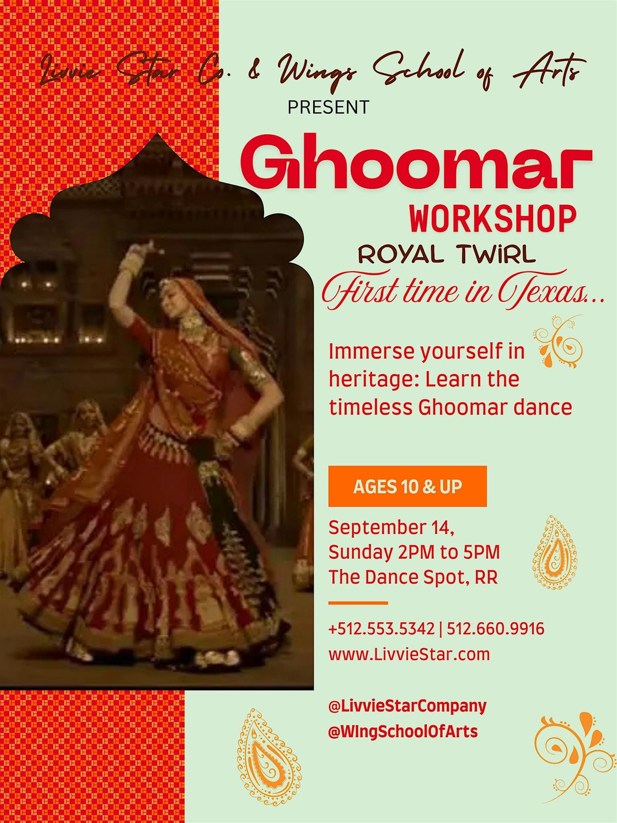 GHOOMAR WORKSHOP | ROYAL TWIRL | DANCE | FIRST EVER, 14 September | Event in Round Rock | AllEvents
