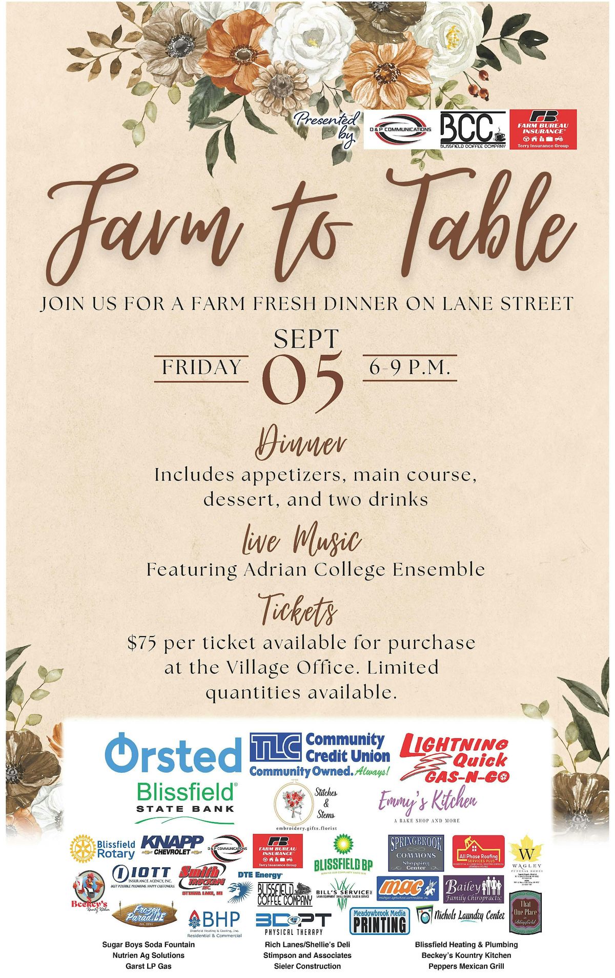 Farm to Table, 5 September | Event in Blissfield | AllEvents