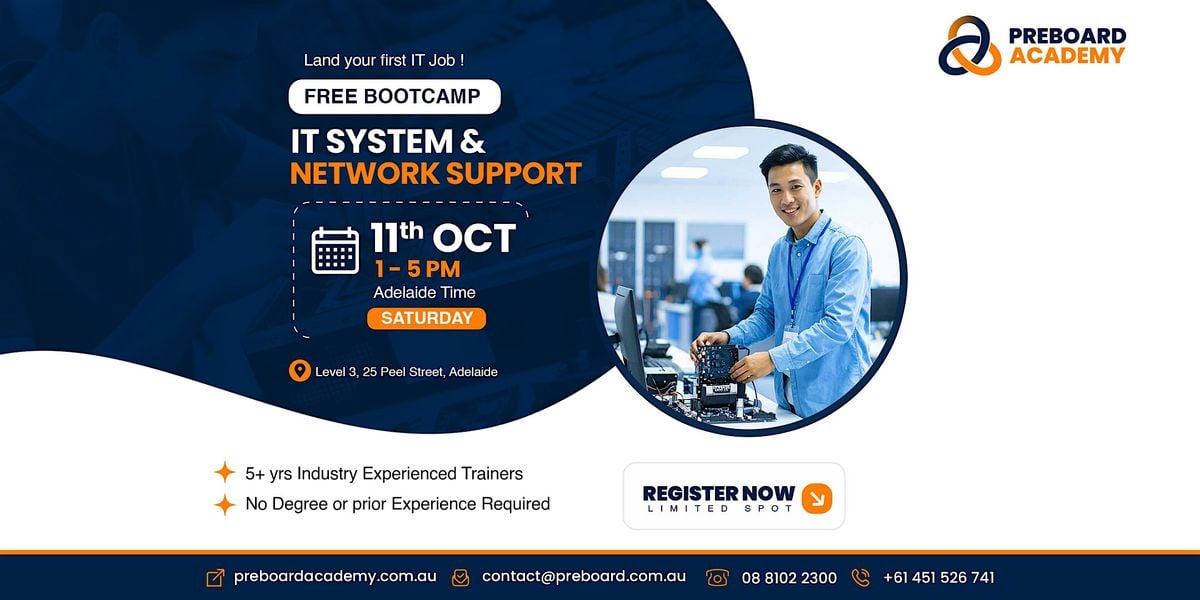 Free Bootcamp - IT System and Network Support | Event in Adelaide | AllEvents