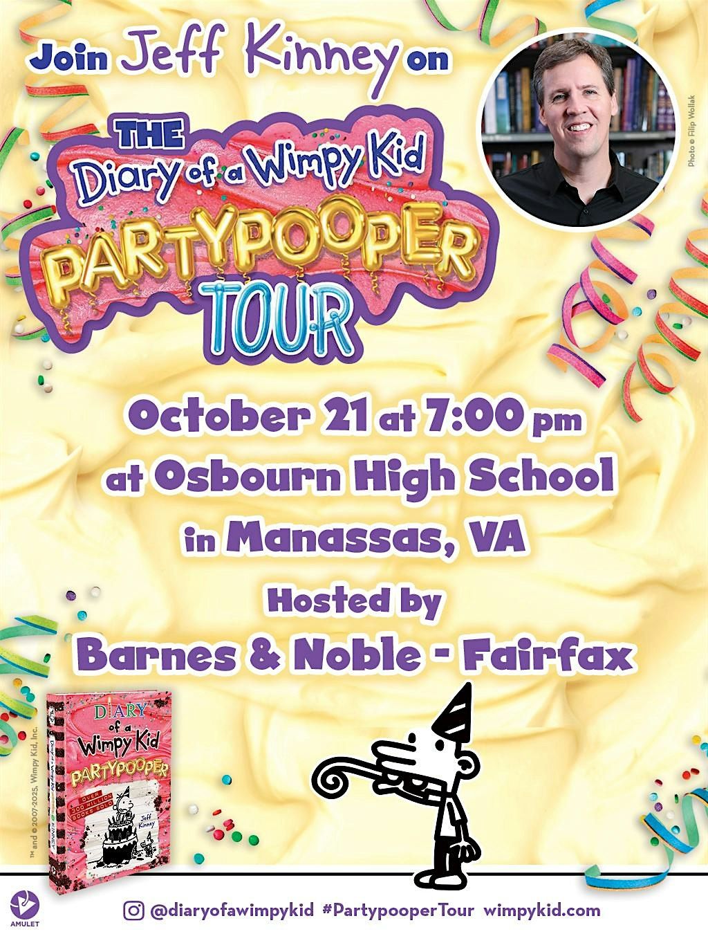 Jeff Kinney's The PARTYPOOPER Show with Barnes & Noble in Manassas, VA!, 21 October | Event in Manassas
