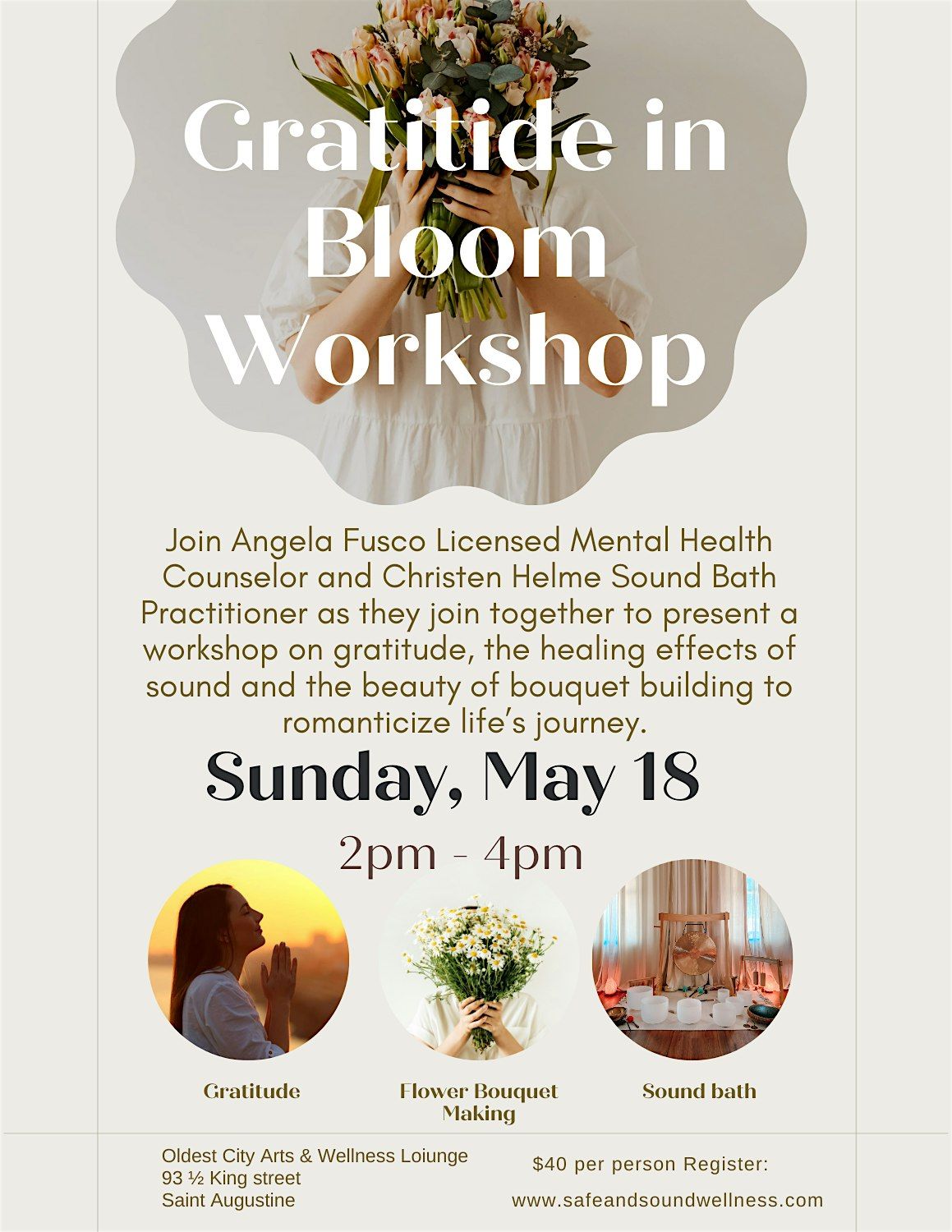 Gratitude in Bloom Sound Healing Workshop | Saint Augustine, 18 May | Event in St. Augustine | AllEvents