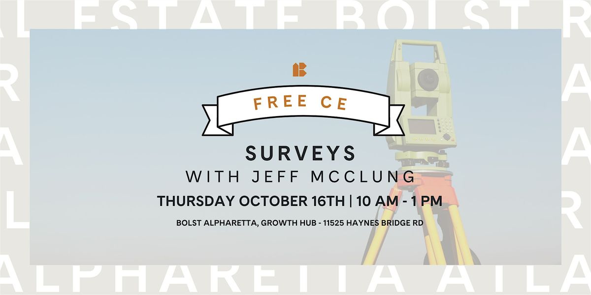 Alpharetta | FREE CE: Surveys with Jeff McClung, 16 October | Event in Alpharetta | AllEvents
