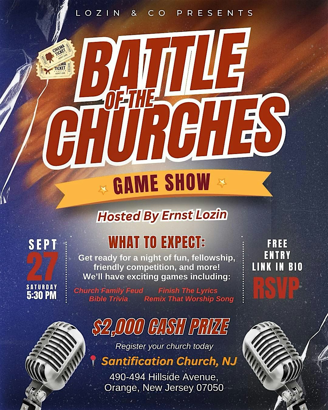 Battle of The Churches Game Show, 27 September | Event in City of Orange | AllEvents