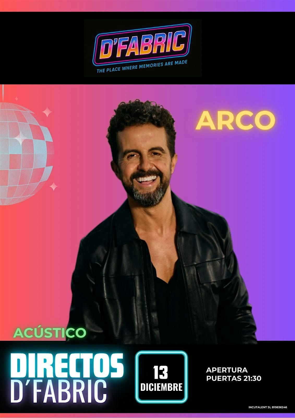 Directos de D'Fabric. Concierto acústico de ARCO, 13 December | Event in San Ciprián | AllEvents