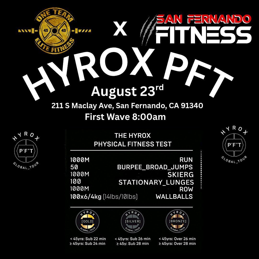 OTEF x San Fernando Fitness - Hyrox PFT, 23 August | Event in San Fernando | AllEvents