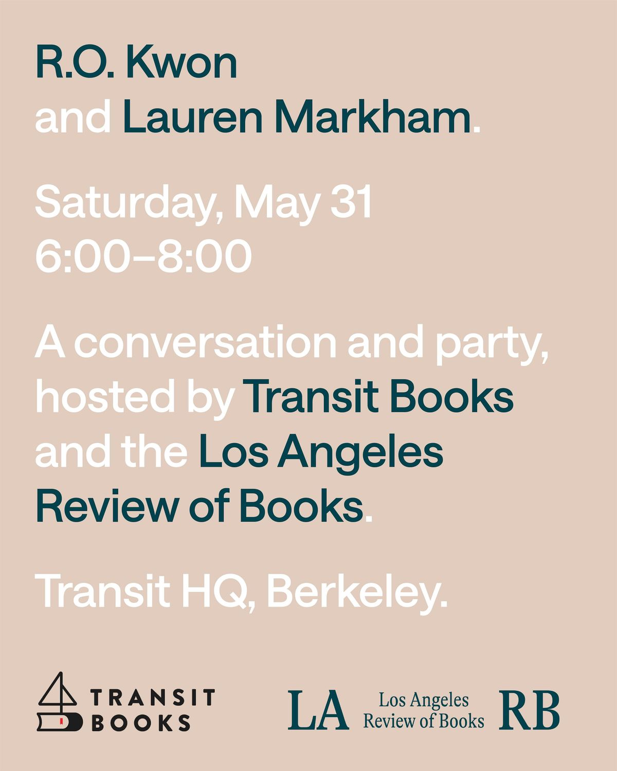 R.O. Kwon & Lauren Markham, 31 May | Event in Berkeley | AllEvents