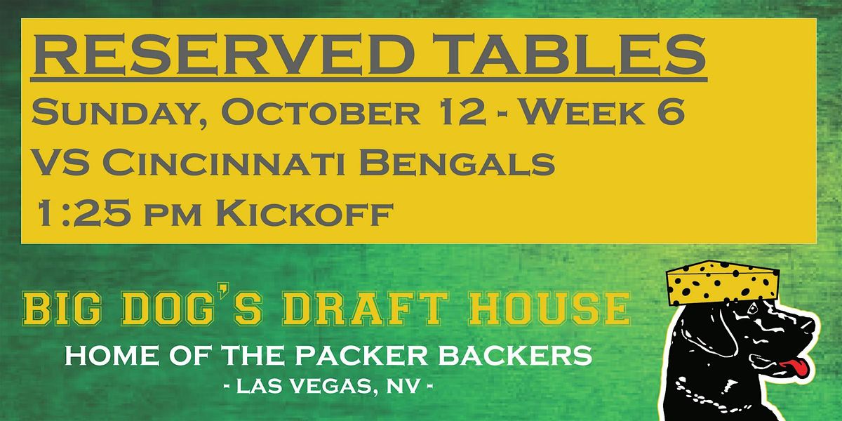 Draft House-Week 6 Packer Game Reserved Tables (Bengals 1:25pm Kickoff), 12 October | Event in Las Vegas | AllEvents