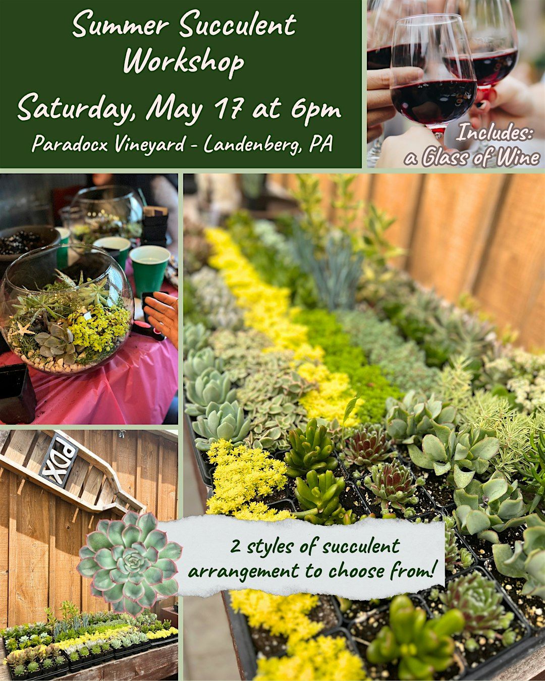 WINE & GARDEN SERIES: Succulent Workshop at Paradocx Vineyard - Landenberg, 17 May | Event in Landenberg