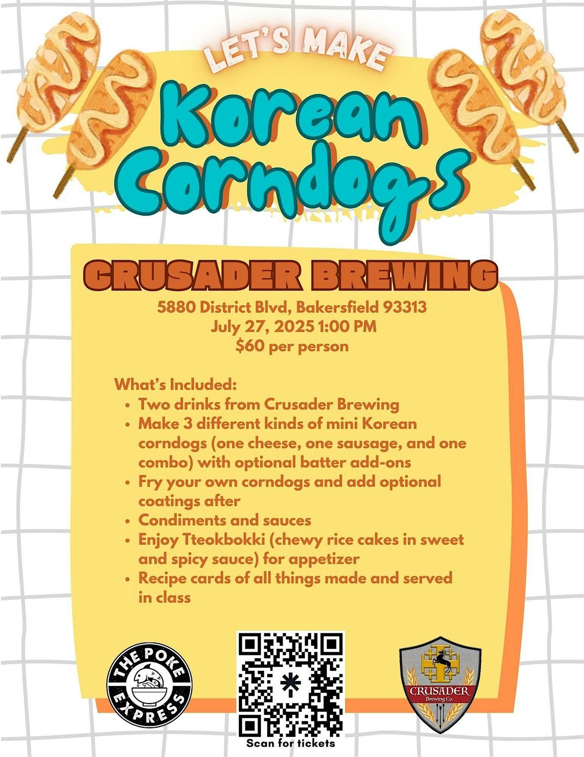 Korean Corndog Making Class at Crusader Brewing, 27 July | Event in Bakersfield | AllEvents