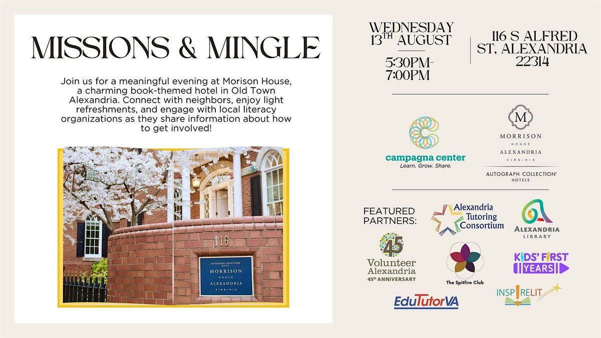 Missions & Mingle, 13 August | Event in Alexandria | AllEvents