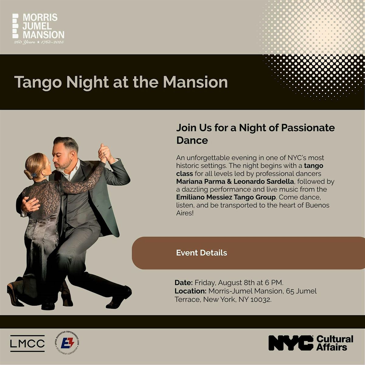 MJM and Emiliano Messiez Present: A Night of  Argentine Tango, 8 August | Event in New York | AllEvents