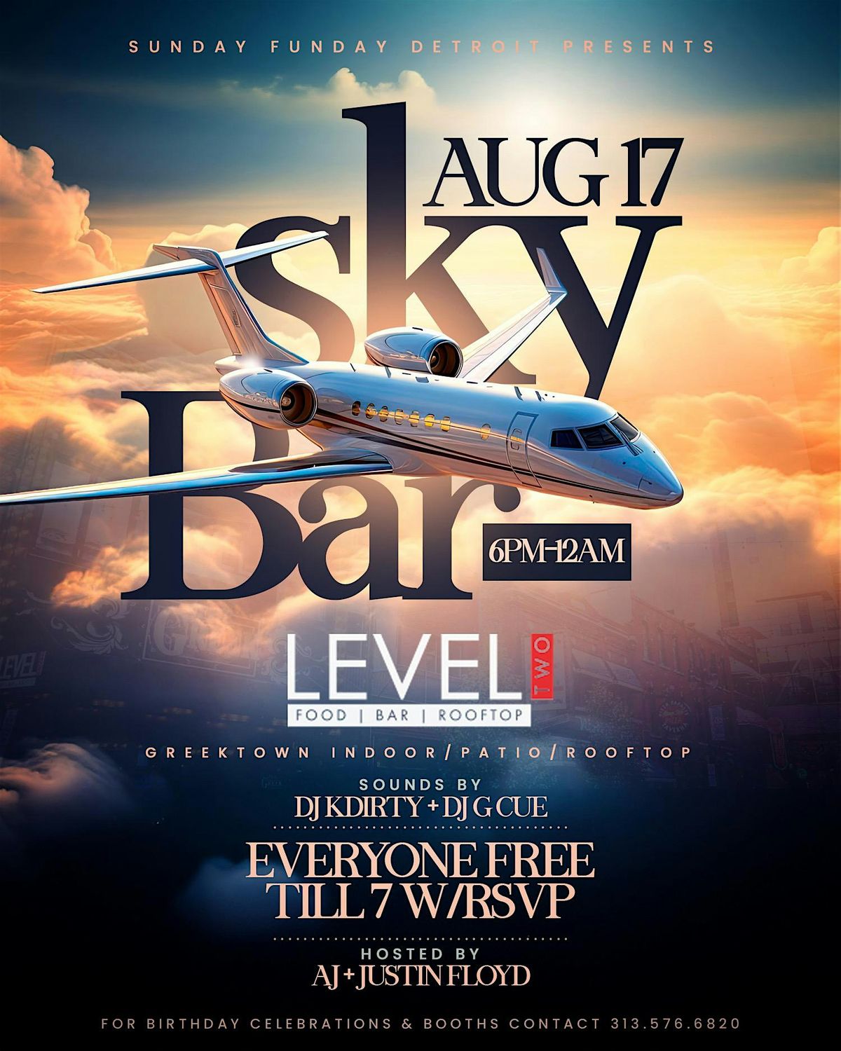 SKY BAR @ LEVEL TWO GREEKTOWN, 10 September | Event in Detroit | AllEvents