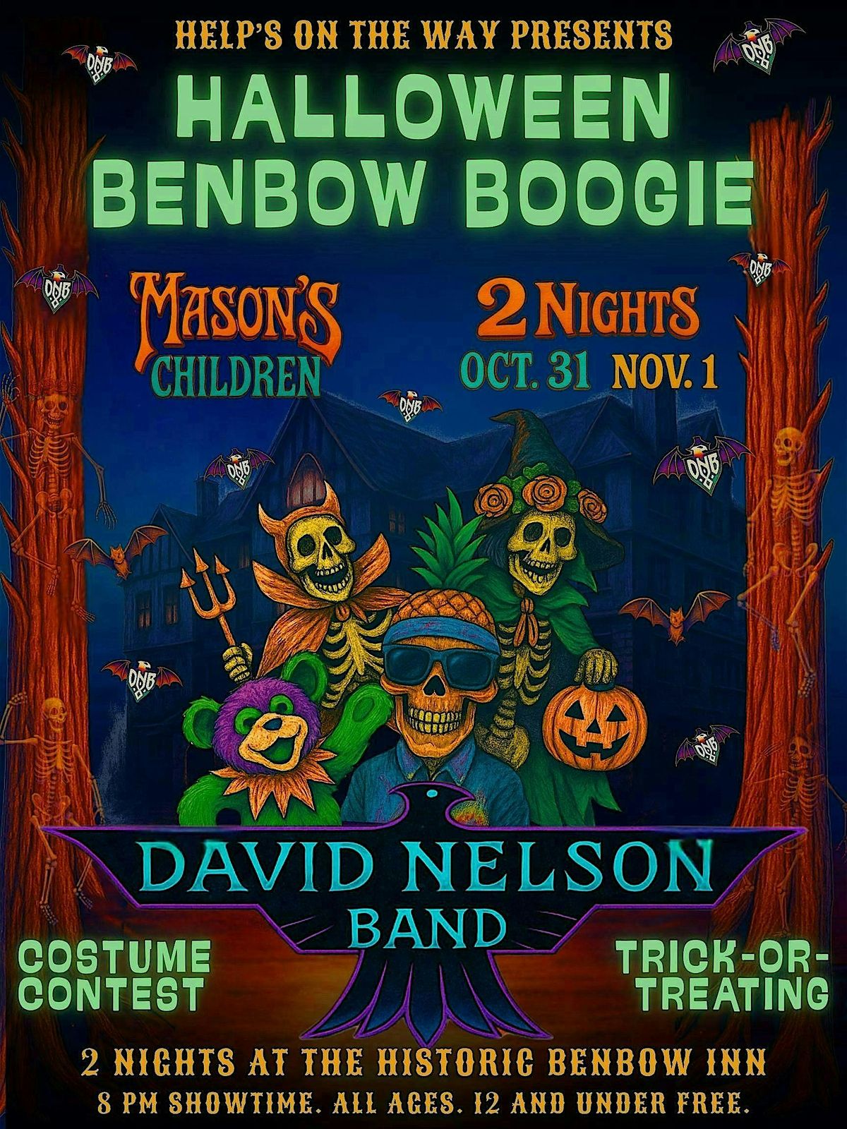 Halloween Benbow Boogie with the David Nelson Band October 31st/Nov1st, 31 October | Event in Garberville