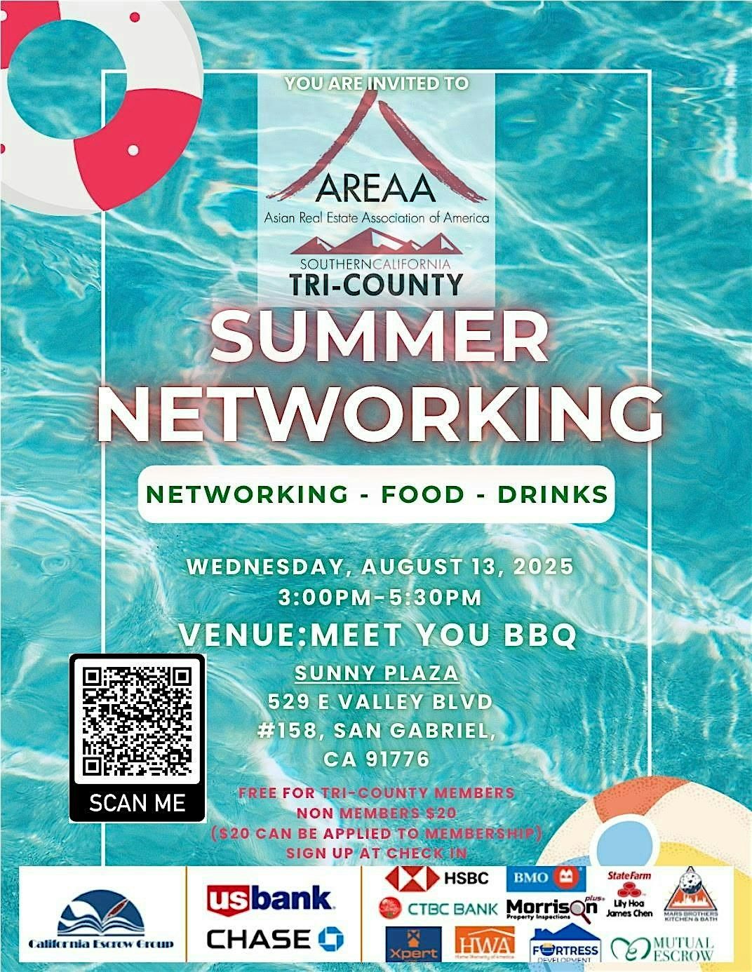 AREAA TRI-COUNTY Summer Speed Networking, 13 August | Event in San Gabriel | AllEvents