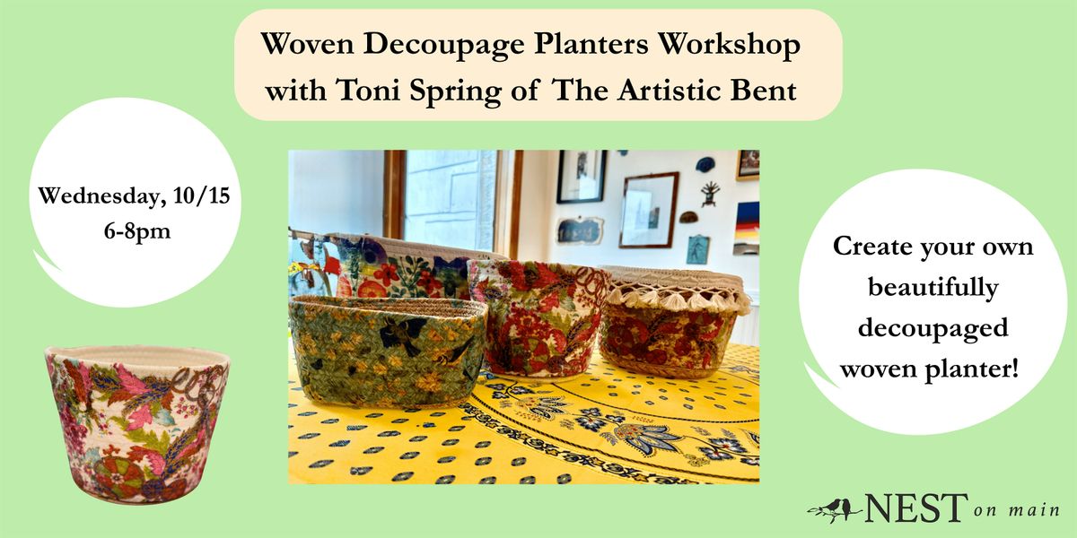 Woven Decoupage Planters  Workshop w/Toni Spring of The Artistic Bent, 15 October | Event in Northport | AllEvents