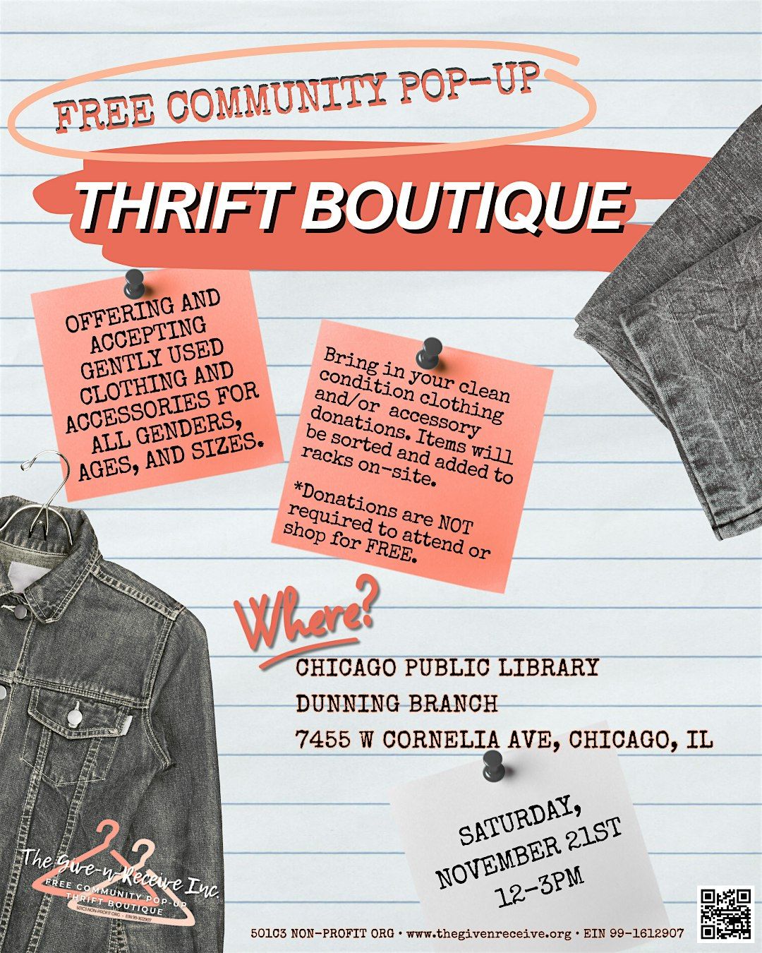 FREE Community Pop-up Thrift Boutique, 21 November | Event in Chicago | AllEvents