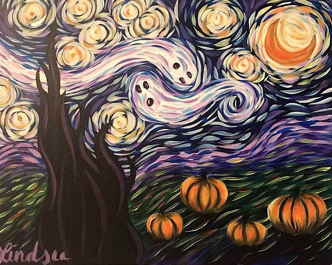 Spooky Starry Night – Paint and Sip at Hooked, 10 October | Event in Lansing | AllEvents