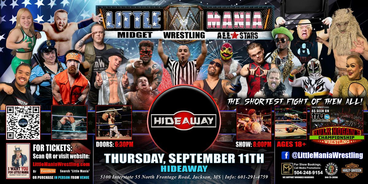 Jackson, MS - Little Mania Midget Wrestling @ Hideaway, 11 September | Event in Hamburg | AllEvents