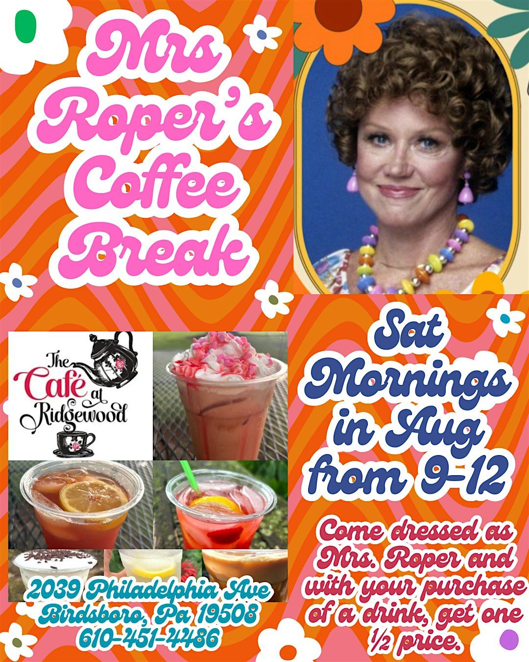 Mrs Roper's Coffee Break @The Cafe at Ridgewood 8.30.25 (Ridgewood Winery), 30 August | Event in Birdsboro