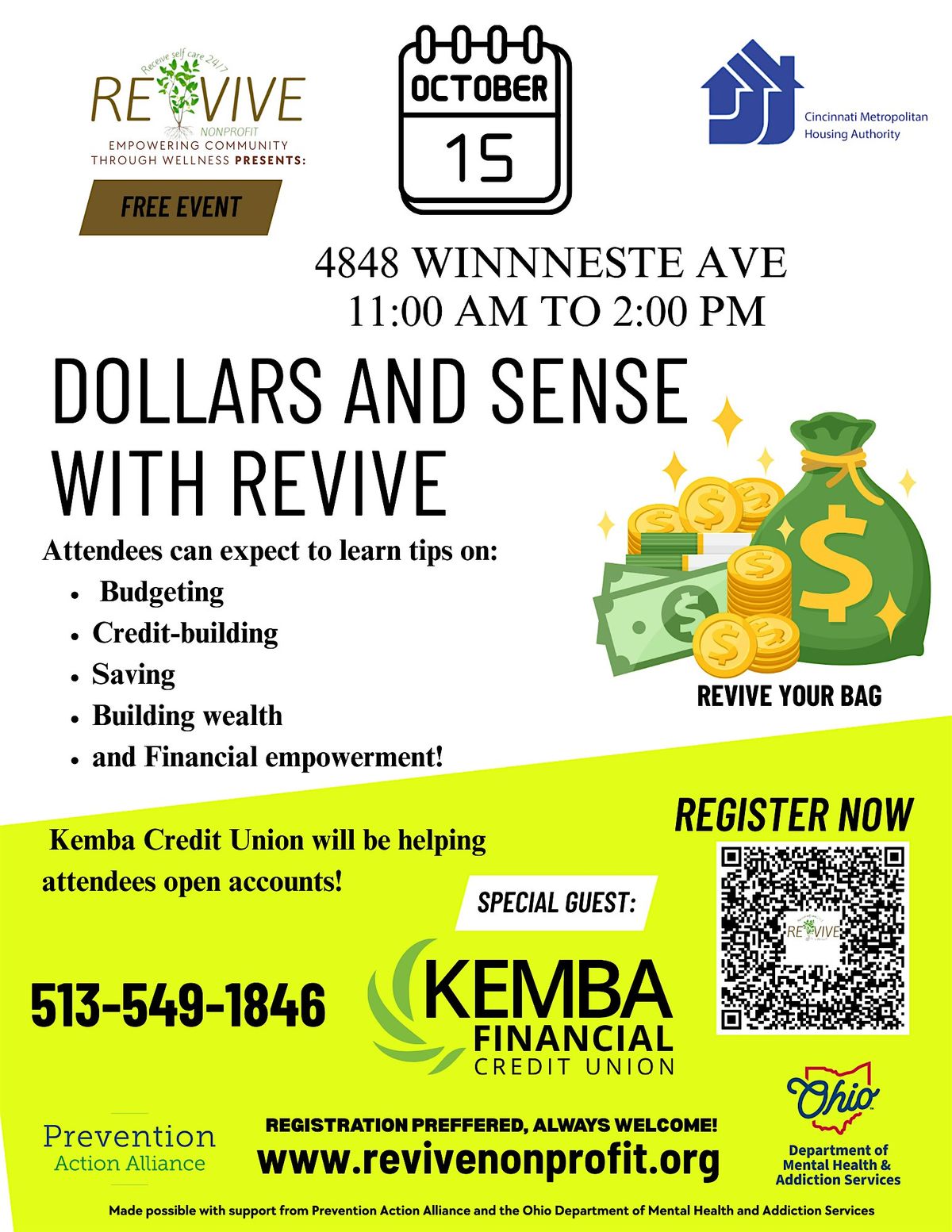 Dollars & Sense with REVIVE: A Community Panel You Don’t Want to Miss, 15 October | Event in Cincinnati