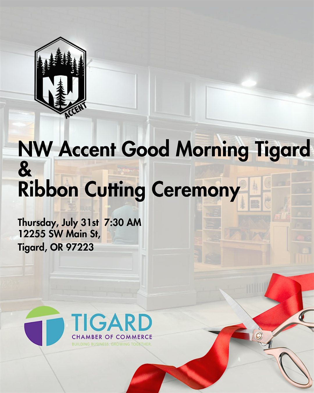 Good Morning Tigard and Ribbon Cutting hosted by NW Accent, 31 July | Event in Tigard | AllEvents