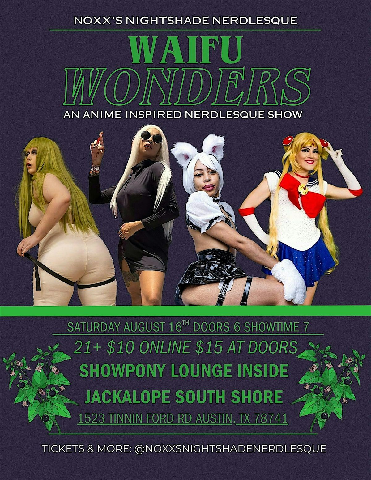 Noxx's Nightshade Nerdlesque presents " Waifu Wonders", 16 August | Event in Austin | AllEvents