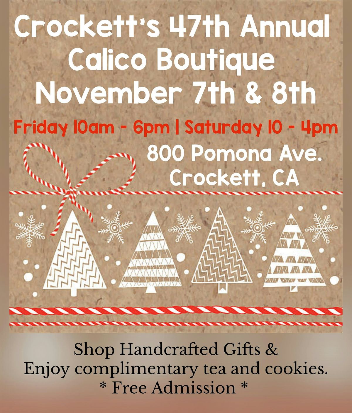 Crockett's 47th Annual  Calico Holiday Boutique, 8 November | Event in Crockett | AllEvents