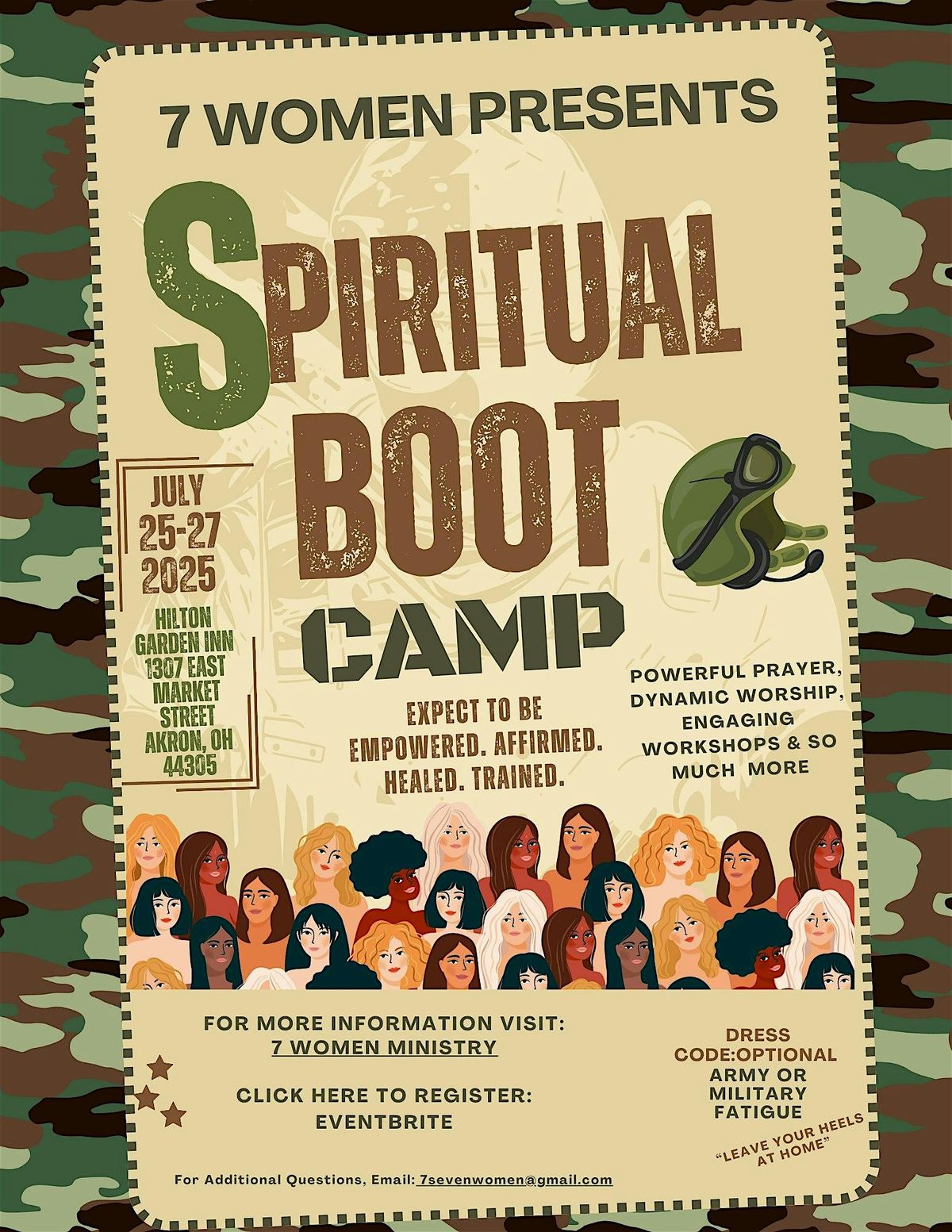 7 Women Ministry Presents: Spiritual Boot Camp, 25 July | Event in Akron | AllEvents