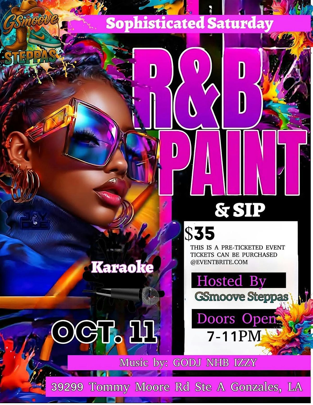 R&B Sip and Paint with GSmoove Steppas, 11 October | Event in Gonzales | AllEvents
