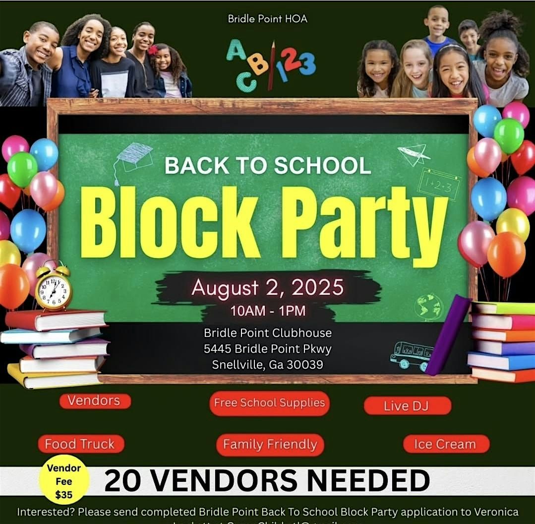 Bridle Point Back to School Block Party, 2 August | Event in Snellville | AllEvents