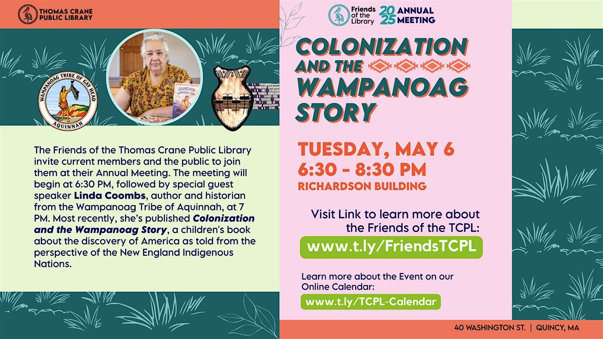 "Colonization and the Wampanoag Story" with historian & author Linda Coombs, 6 May | AllEvents