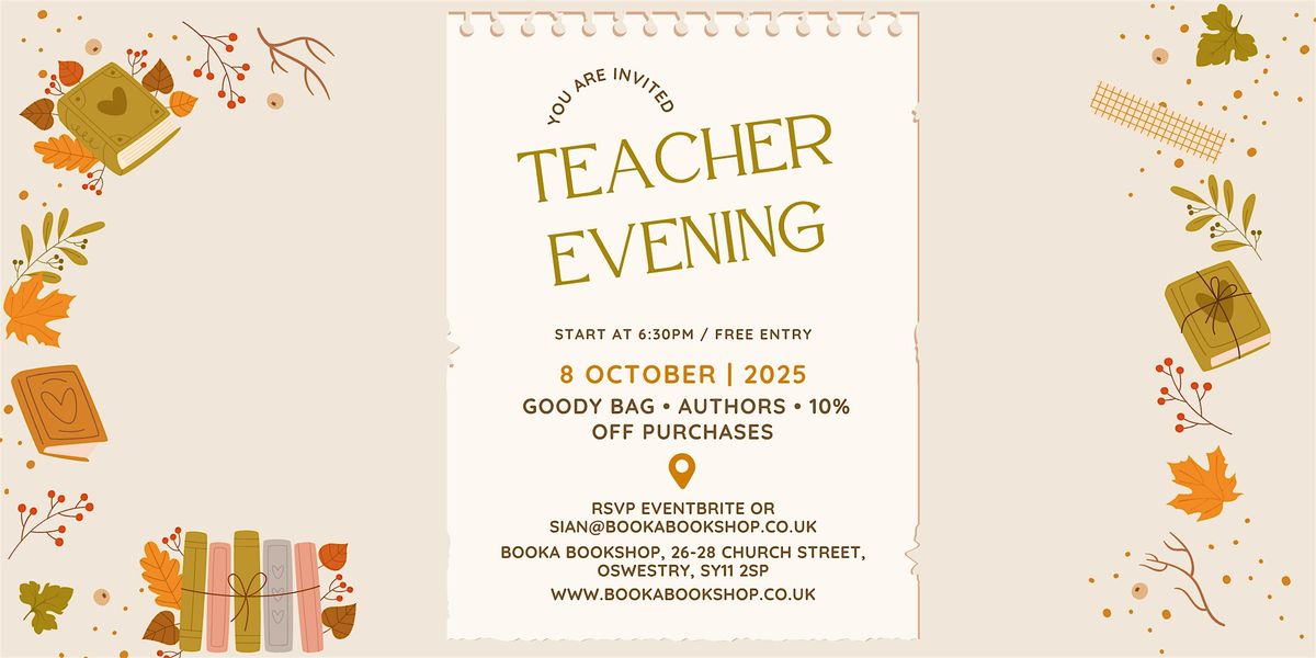 Teacher Evening - Oswestry, 8 October | Event in Oswestry | AllEvents