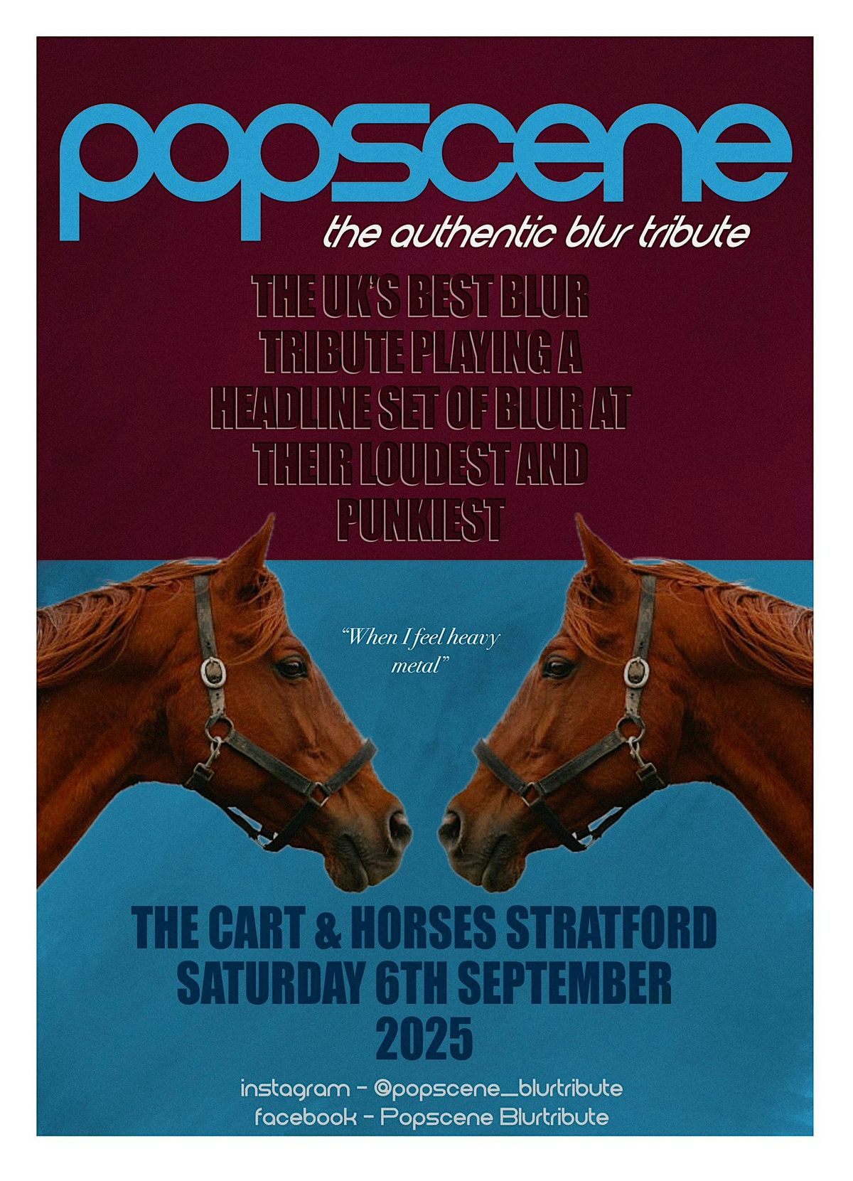 Popscene - The Authentic Blur Tribute LIVE - Cart & Horses LONDON E15, 6 September | Event in London | AllEvents