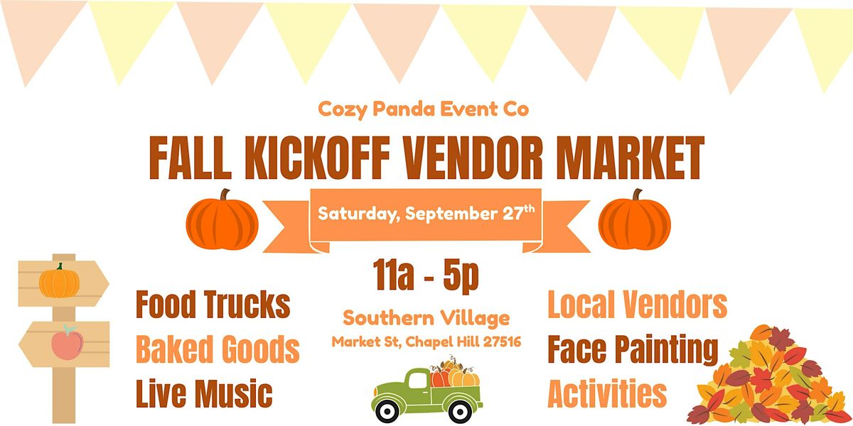 Cozy Panda Presents: Fall Kickoff Vendor Market, 27 September | Event in Chapel Hill | AllEvents