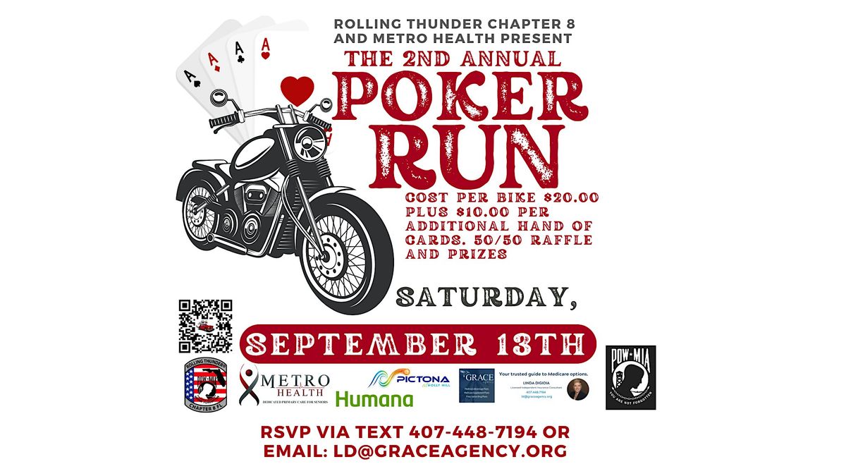 2nd Annual Motorcycle Poker Run by Rolling Thunder Chapter 8 & MetroHealth, 13 September | Event in Port Orange