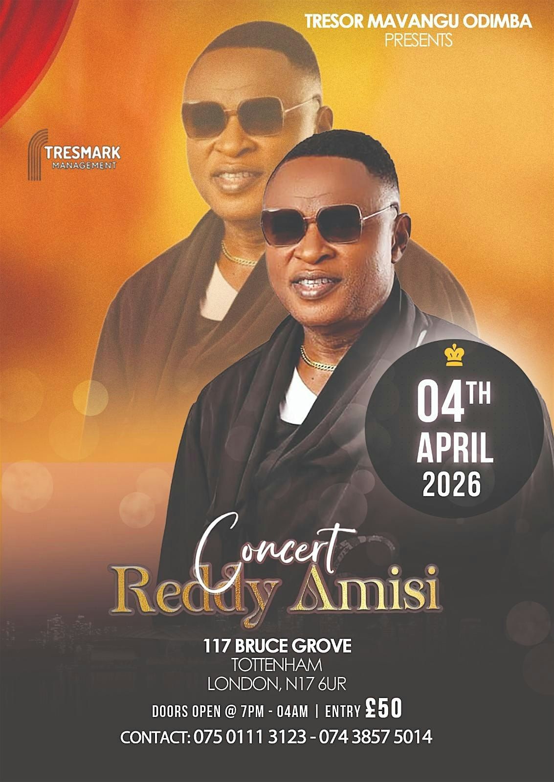 Reddy Amisi  live in London, 4 April | Event in London | AllEvents