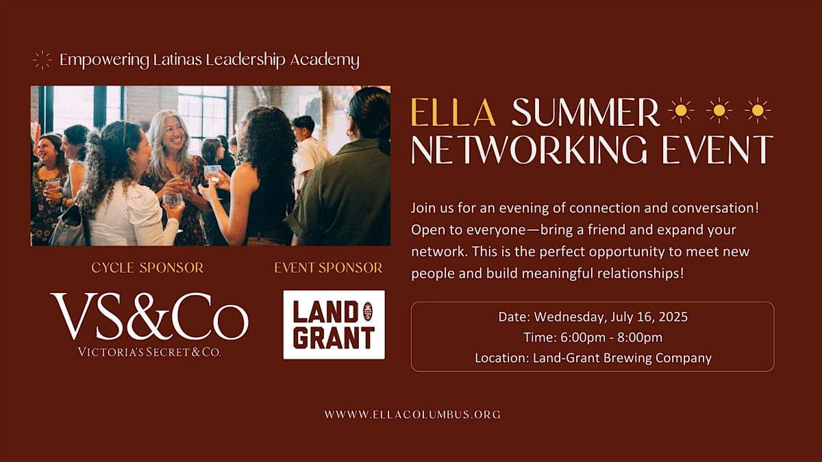ELLA Summer Networking Mixer: Connect, Collaborate, and Grow, 16 July | Event in Columbus | AllEvents
